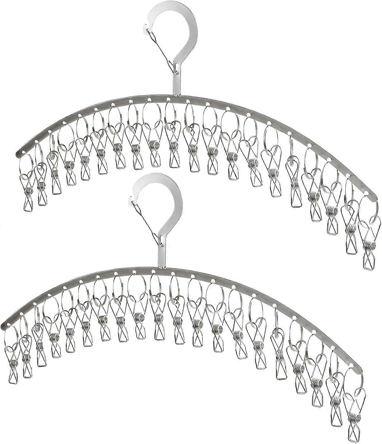 2 Pack Stainless Steel Windproof Clothes Hangers for Drying Essentials, Heavy-Duty, Rust-Resistant, Space-Saving Design