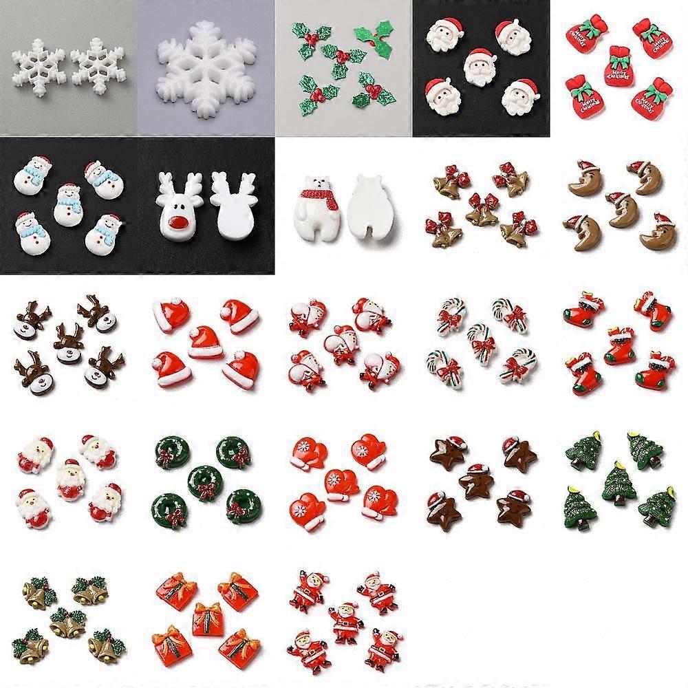 1Set 23 Style Christmas Resin Decoden Cabochons Mixed Shapes Mixed Color 17~31.5x12.5~33.5x1~7mm