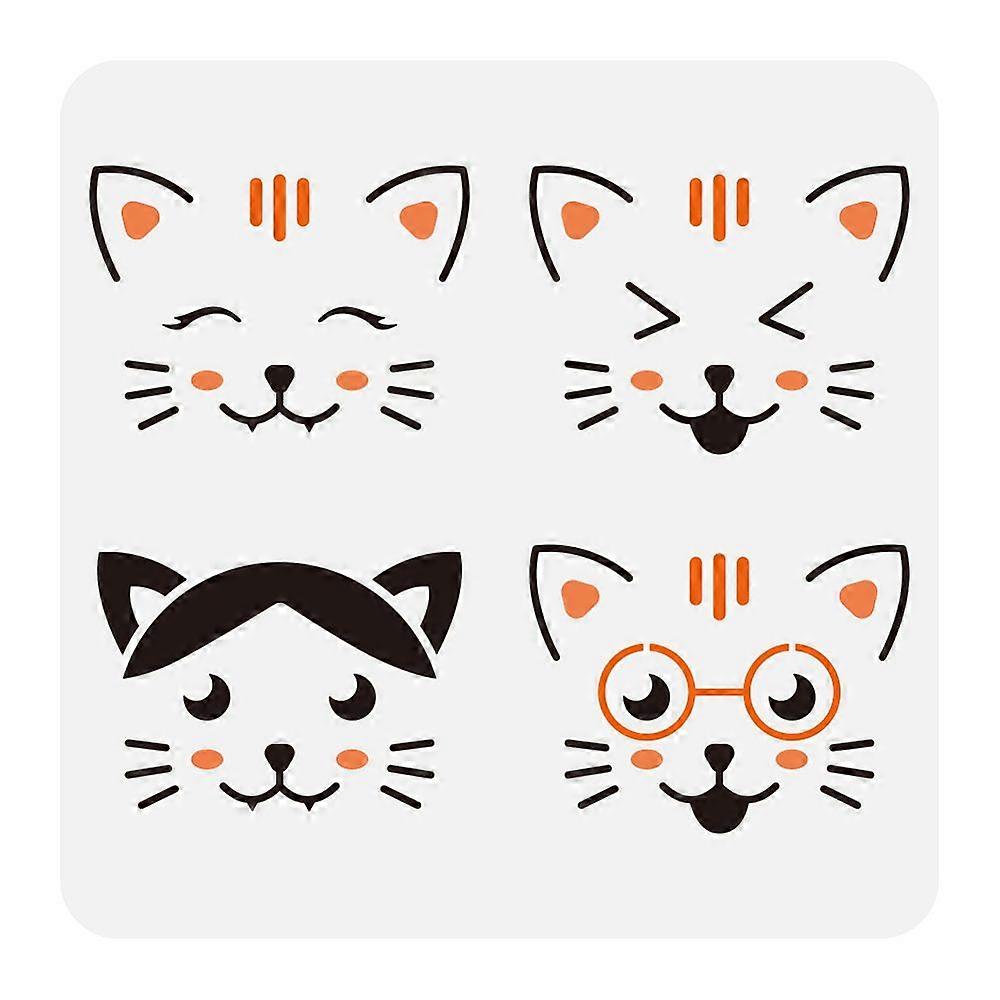 PET Hollow Out Drawing Painting Stencils for DIY Scrapbook Photo Album Cat Shape 30x30cm