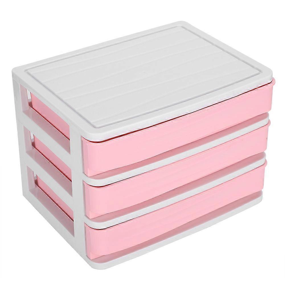 3 Layers Multi‑Functional Stackable Desktop Storage Box Simple Notebook Organizer (Pink S)