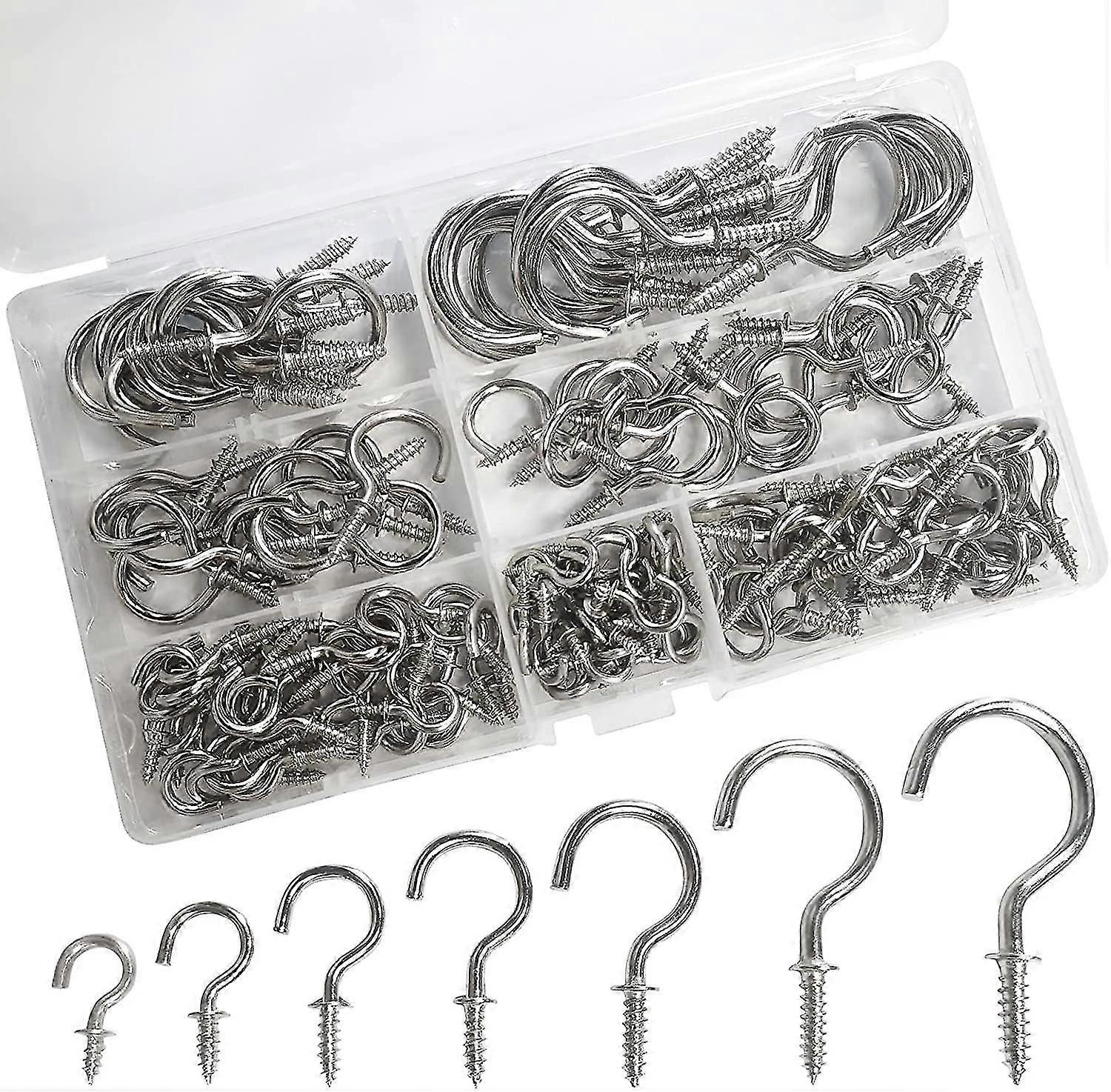 150 Pa Multi-purpose Screw-on Niel Cup Hooks, Ceiling Hooks For Wood Cabinets And Walls (7 Sizes),1369