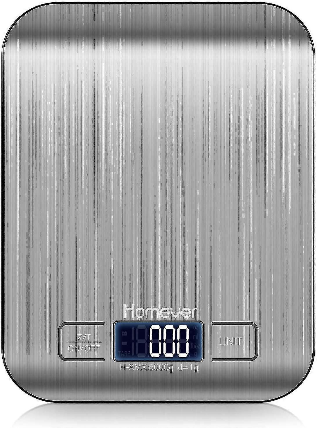 Kitchen Scale, Kitchen Food Scale, Precision Food Scale With Grams And Ounces Function, Lcd Display, Stainless Steel Large Platform 18 X 14 Cm, Max To