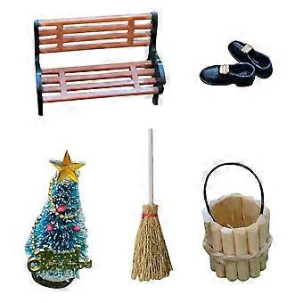 Casa de bonecas de Natal em miniatura DIY Conjunto de acessórios Árvore de Natal Escada de madeira Casa de bonecas Decorações de cena Ornamento