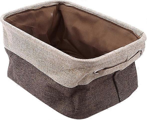 Stitching Color Cotton And Linen Storage Baskets Foldable Rectangular Organizer With Carry Handles