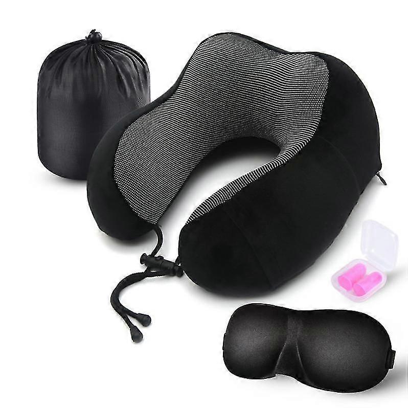 Travel Pillow, 100% Memory Foam Neck Pillow, With Comfortable And Breathable Cover, Airplane Travel Kit Cooling Pillow, With 3d Eye Mask, Earplugs And