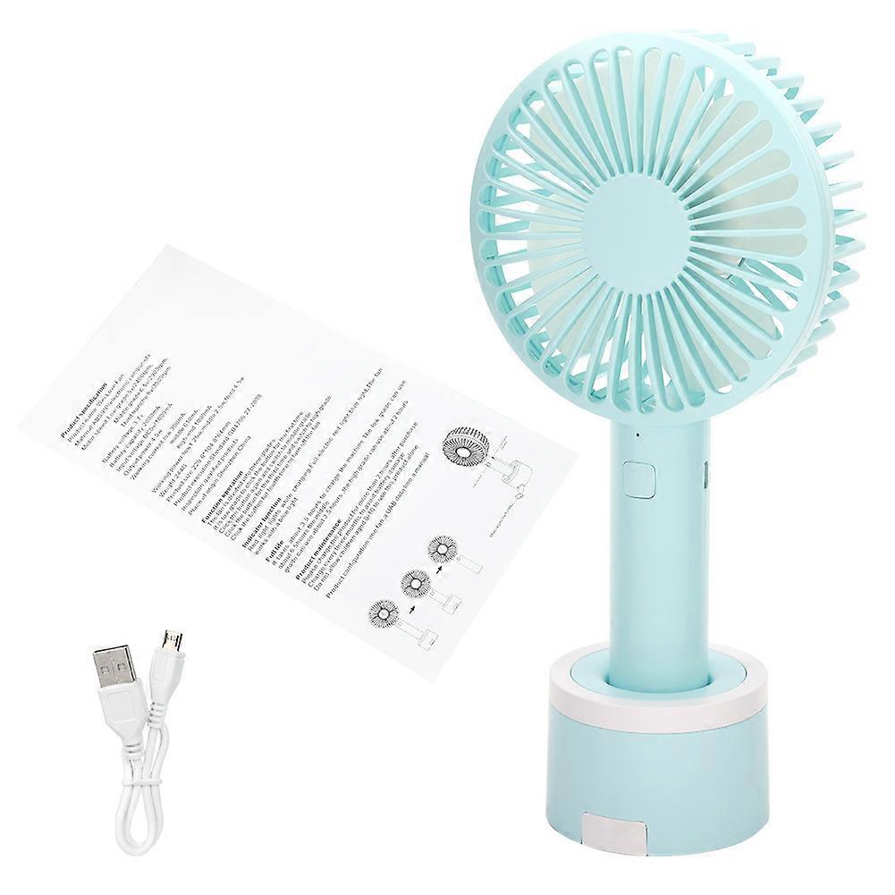 1Pc Portable Handheld Mini Desktop Fan USB Rechargeable with Phone Bracket(Blue)