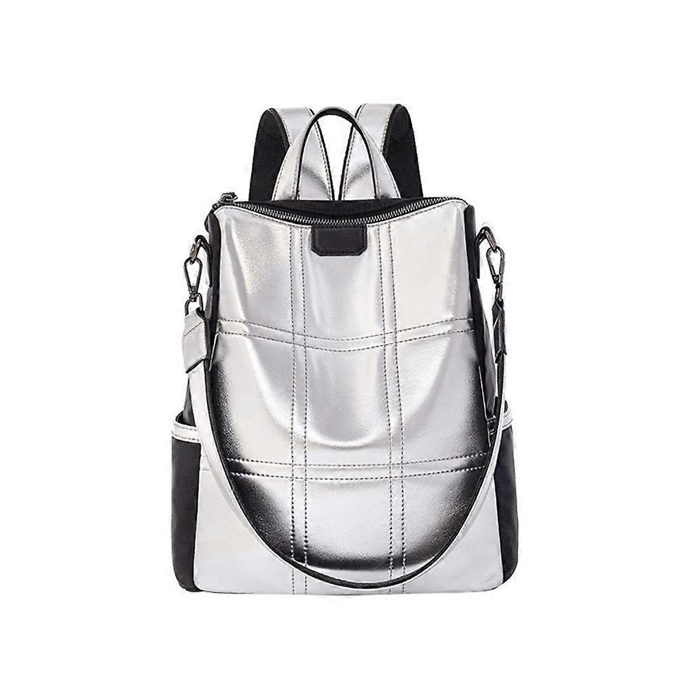 Silver Reflective Designer Backpack Handbag for Travel and Daily Use, Stylish Satchel with Adjustable Straps and Durable Material