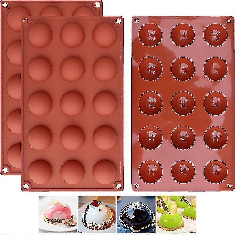 15-Cavity Semi Sphere Silicone Mold 3-Pack for Baking & DIY
