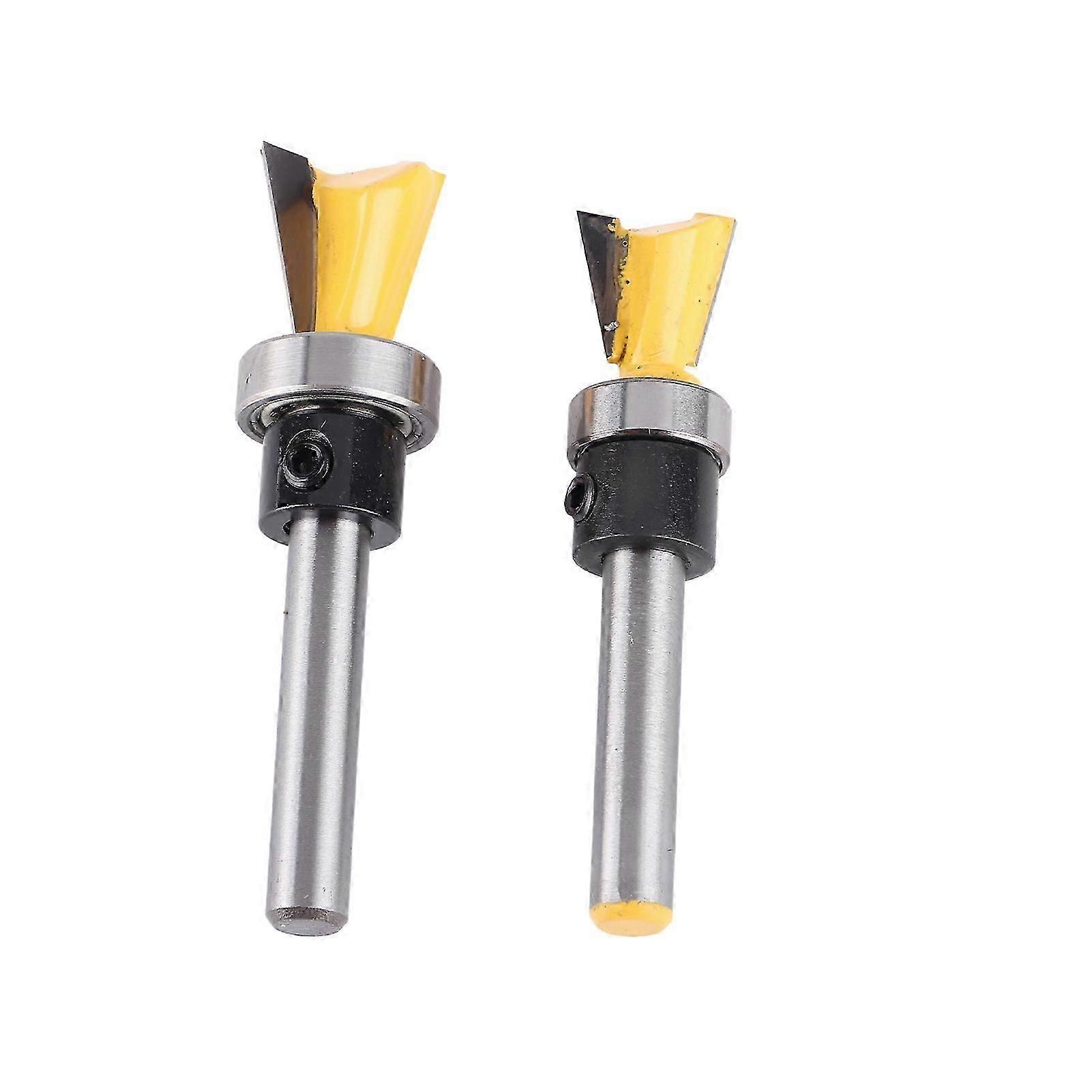 2Pcs/Set Dovetail Bit Joint Router with Bearing Woodworking Milling Cutter 1/4in Shank