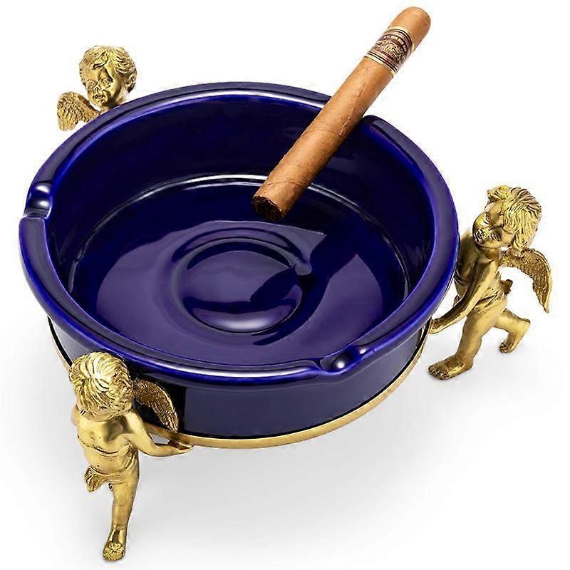 Cigar Large Diameter Ashtray Carved Copper Base Ceramic Ashtray Clg-23Ep19