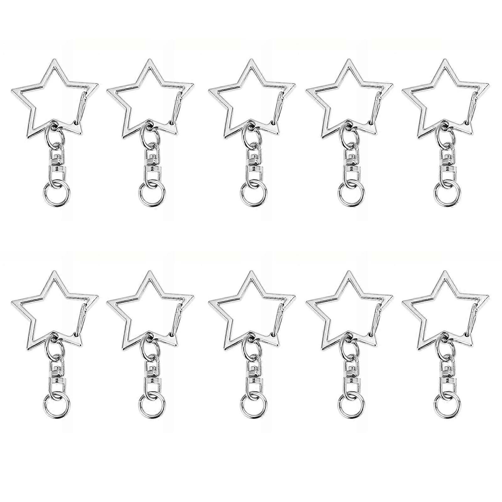 10Pieces Star Formed Keychain Crafted from Alloy Texture Keyring Making Findings Figure 8 Designs Keyring for Car Keys Silver