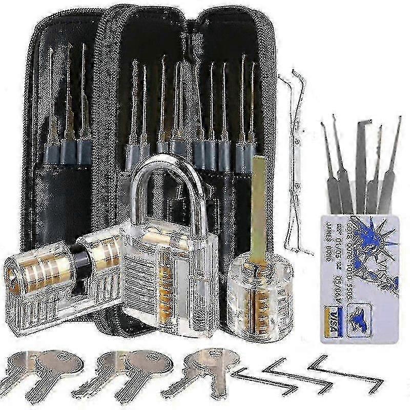 30-piece Lock Picking Kit 3 Transparent Practice Locks For Beginners And Locksmith Training
