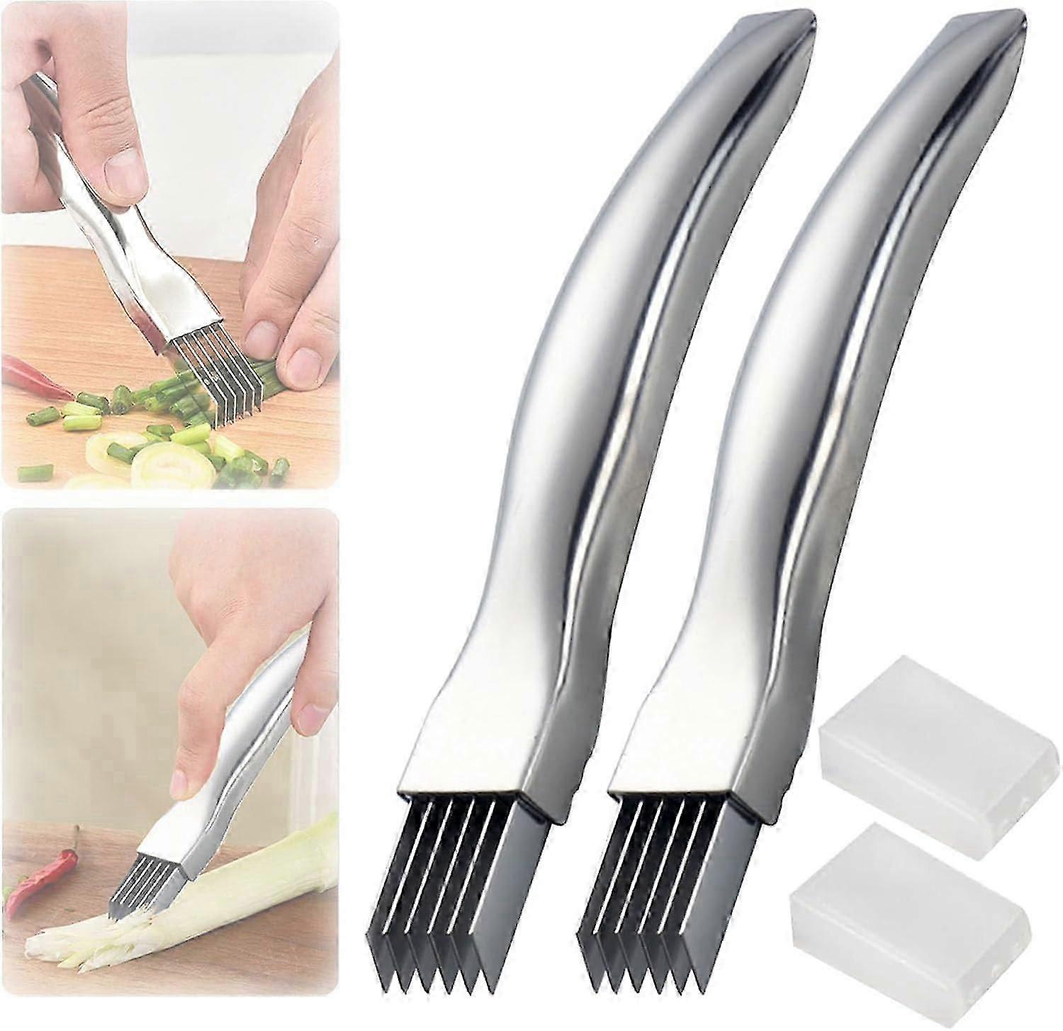 Shred Silk The Knife, 2024 New Stainless Steel Chopped Green Onion Knife, Sharp Kitchen Slicing Tool Cutter for Vegetables Onion Garlic, Household Mul