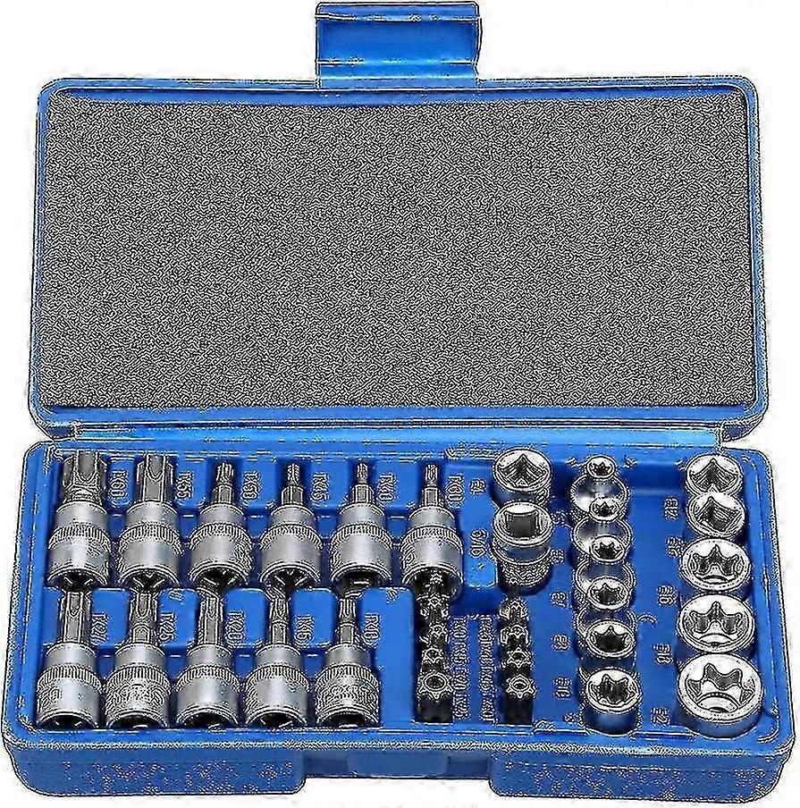 Drive Male Female Torx Star Bit Socket E-socket Set Handheld Tool - 34 Pcs