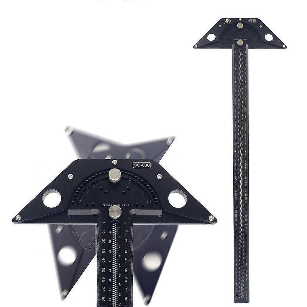 600Mm Aluminum Woodworking Scriber T Square - Angle Lock Marking Ruler