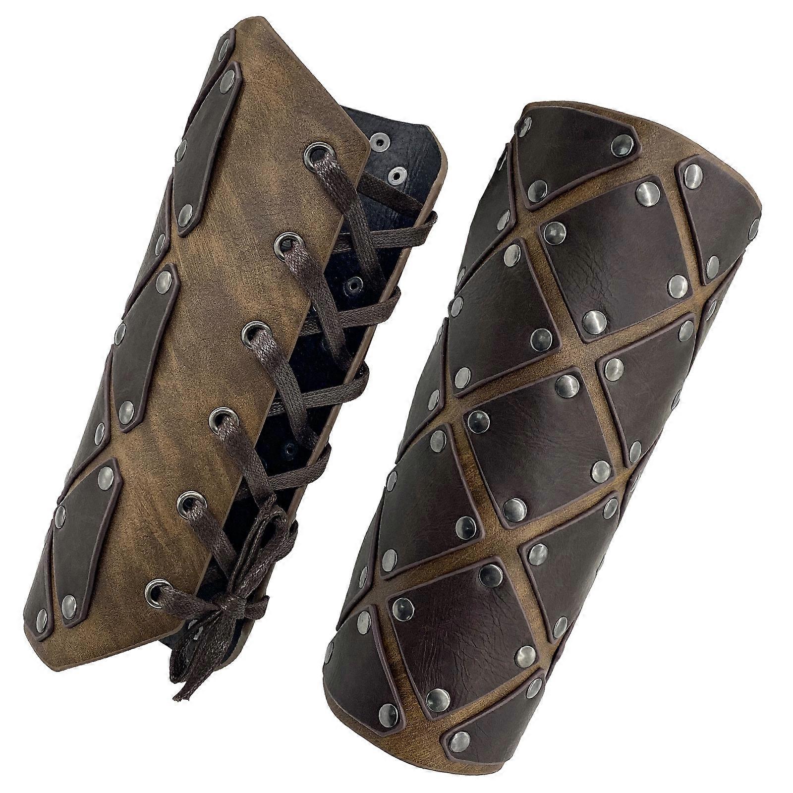 Medieval Wrist Guard Punk Rivet Medieval Cosplay Halloween for Mancho Men for Dressing Up at Parties and Festivities Light Brown