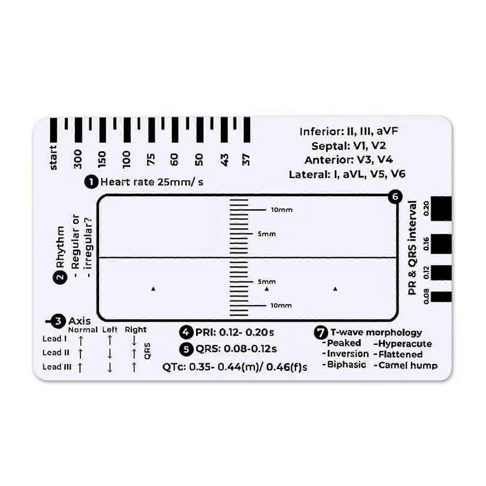 Electrocardiogram 7 Step Ruler Card For Accurate Interpretation And Quick Analysis in Medicals Setting Assessment Tool