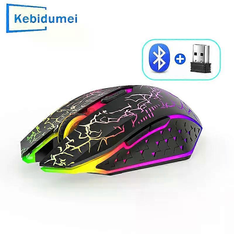 RGB Wireless Mouse Bluetooth Computer Mouse 1600DPI 6 Mute Buttons Ergonomic Rechargeable Mouse For MacBook Tablet Laptops