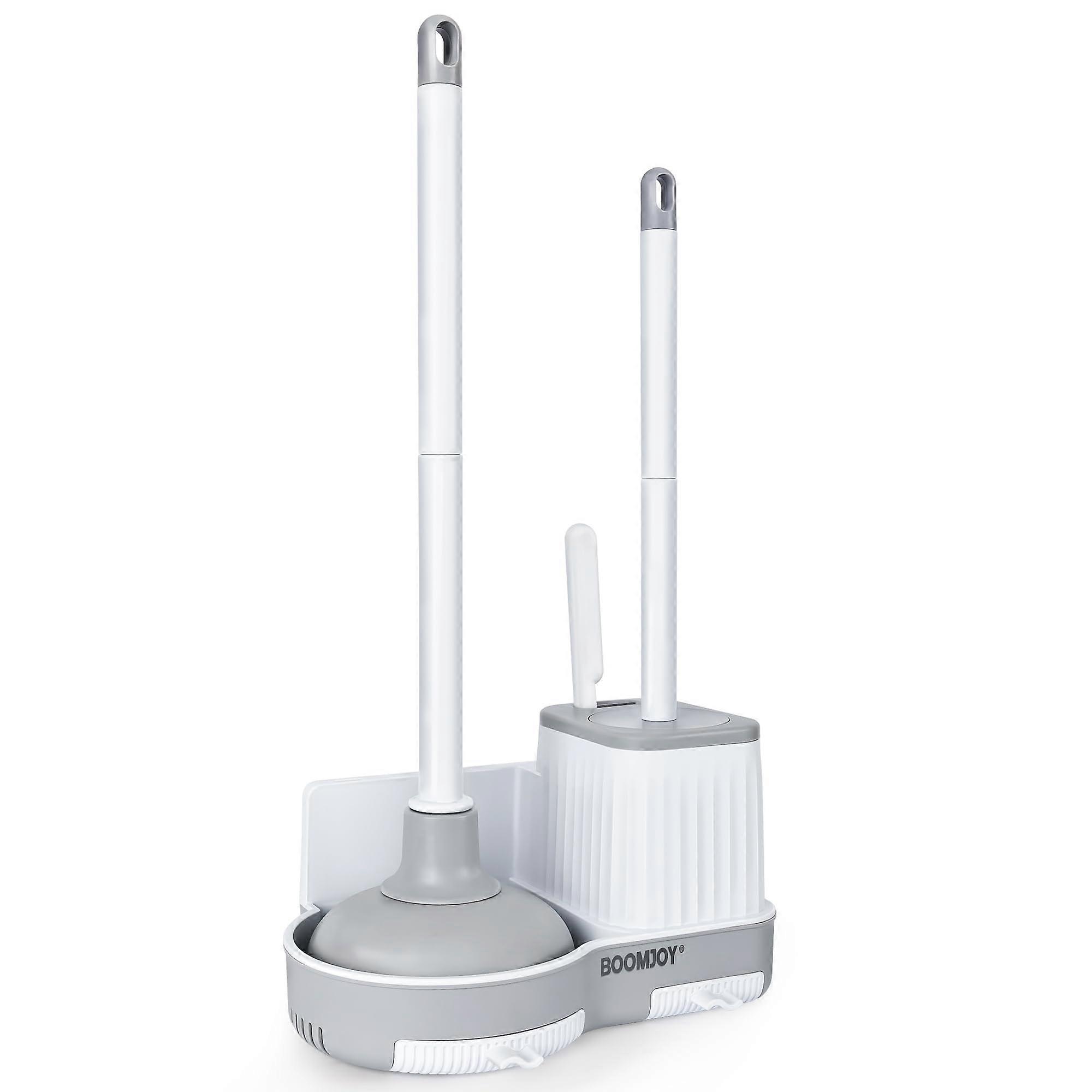 Toilet Brush and Plunger Set for Bathroom Cleaning - Heavy-Duty, Ergonomic Handle, Quick-Dry Base, Space-Saving Design