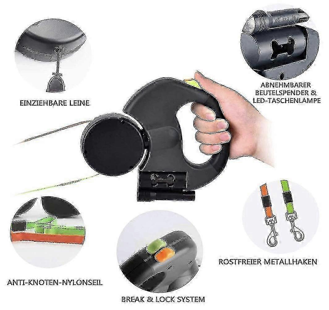 Double Retractable Leash For 2 Dogs