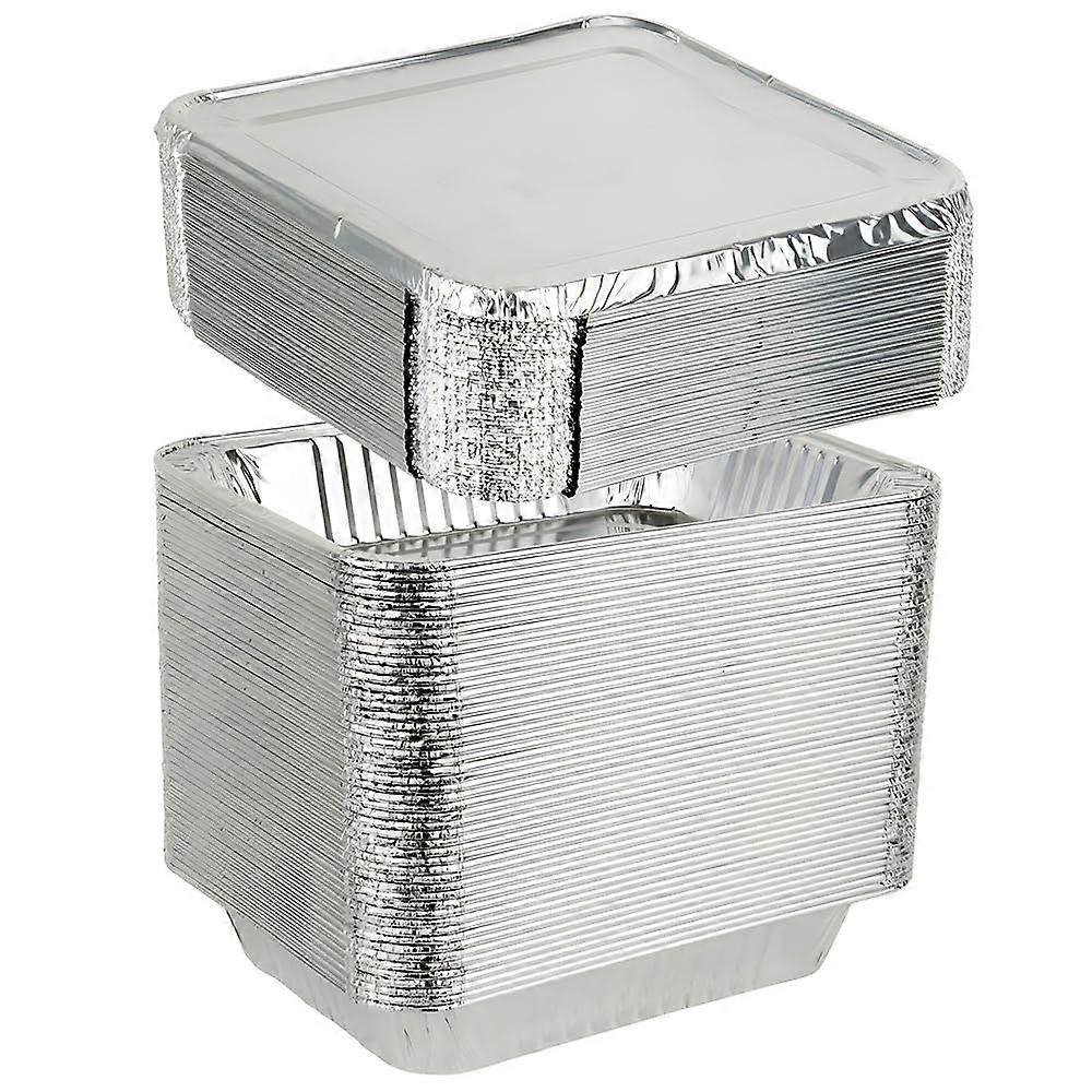 50 Pack Aluminum Foil Pan with Lids Half Size Deep for Takeouts and Baking 9' x 13'