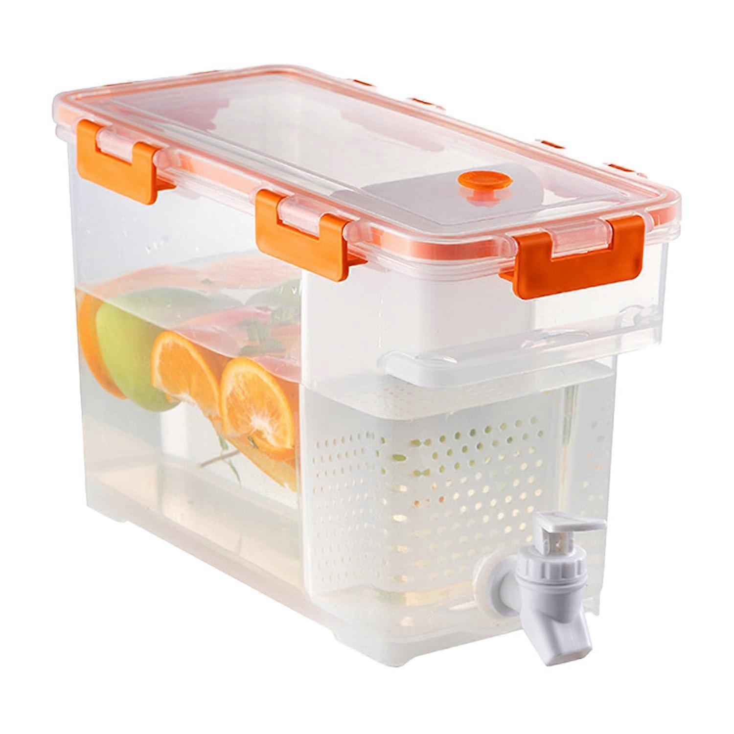 Plastic Drink Dispenser 3.5L With Spigot Fridge Ready Orange Iced Lemonade Beverage Container For Party Use