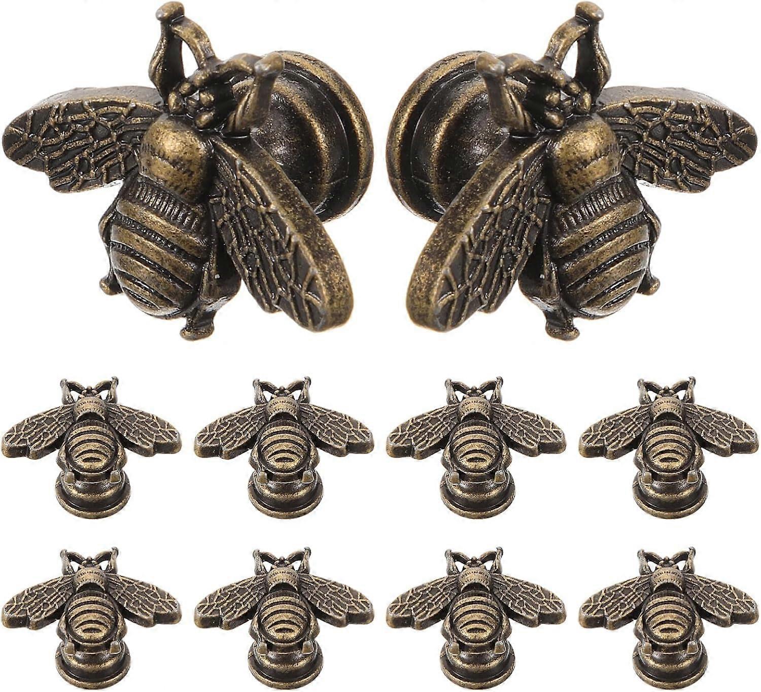 Cabinet Knobs Vintage Gold Bee Shape Decorative Metal Pull Handles 10 Pack Dresser Knobs For Doors Cabinets Drawers