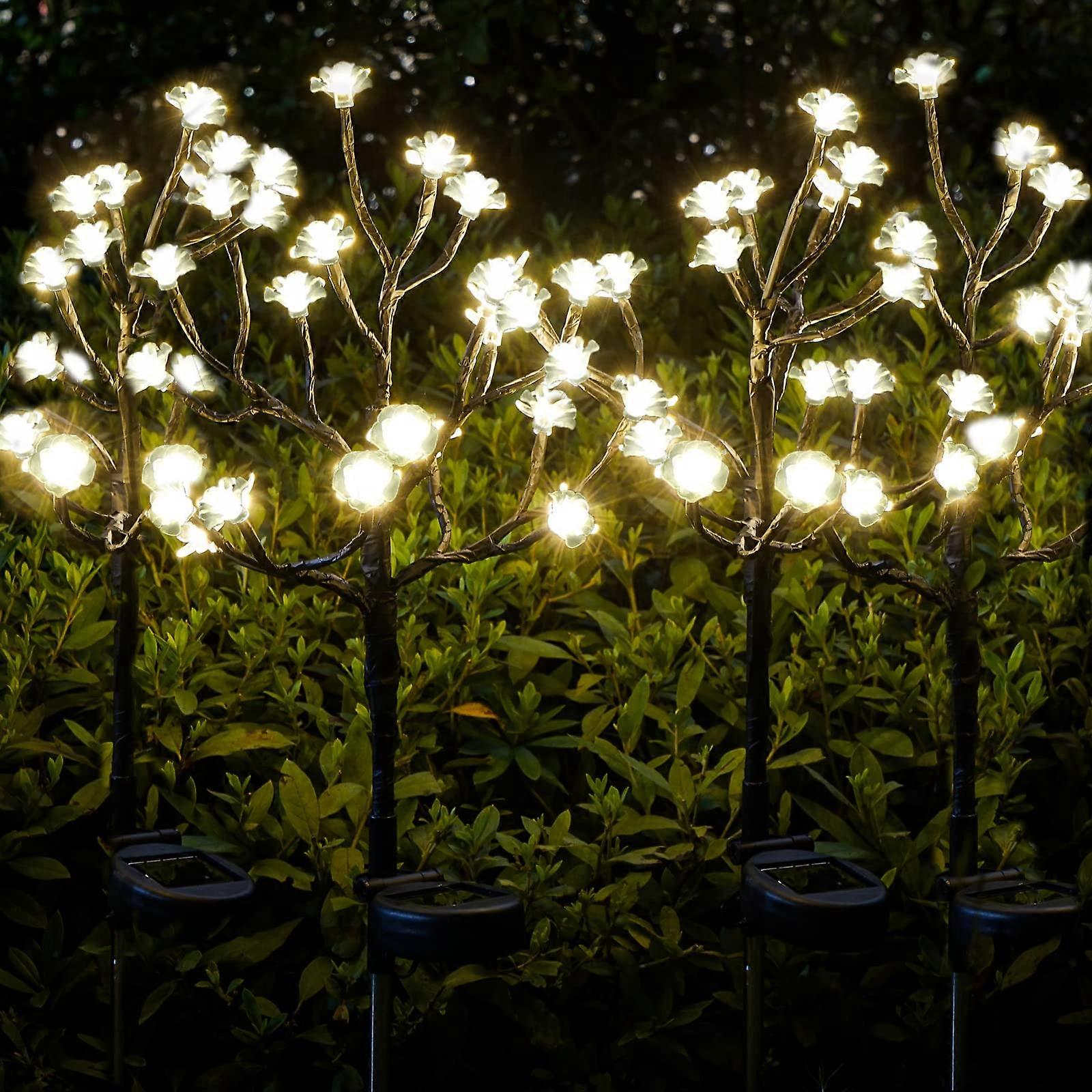 Güneş Bahçe Işıkları 80 LED Su Geçirmez Dekoratif Gül Güneş Çiçek Işıkları Dış Mekan 4'lü Paket Bahçe Dekorasyonu