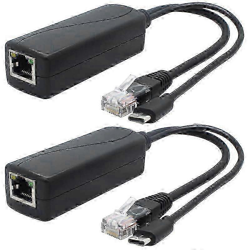 2er-Pack 5V Gigabit PoE Splitter, USB Typ C, 48V auf 5V 2.4A Adapter, IEEE 802.3Af konform Edition A