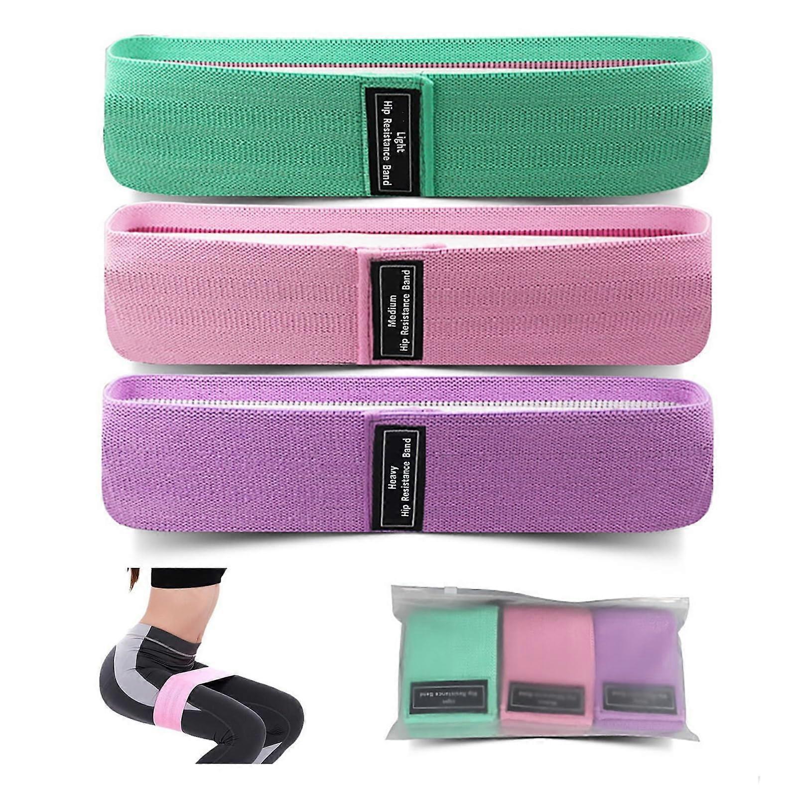 Resistance Bands for Legs and Hips - Non-Slip Elastic Exercise Bands for Strength Training - 3 Levels of Resistance