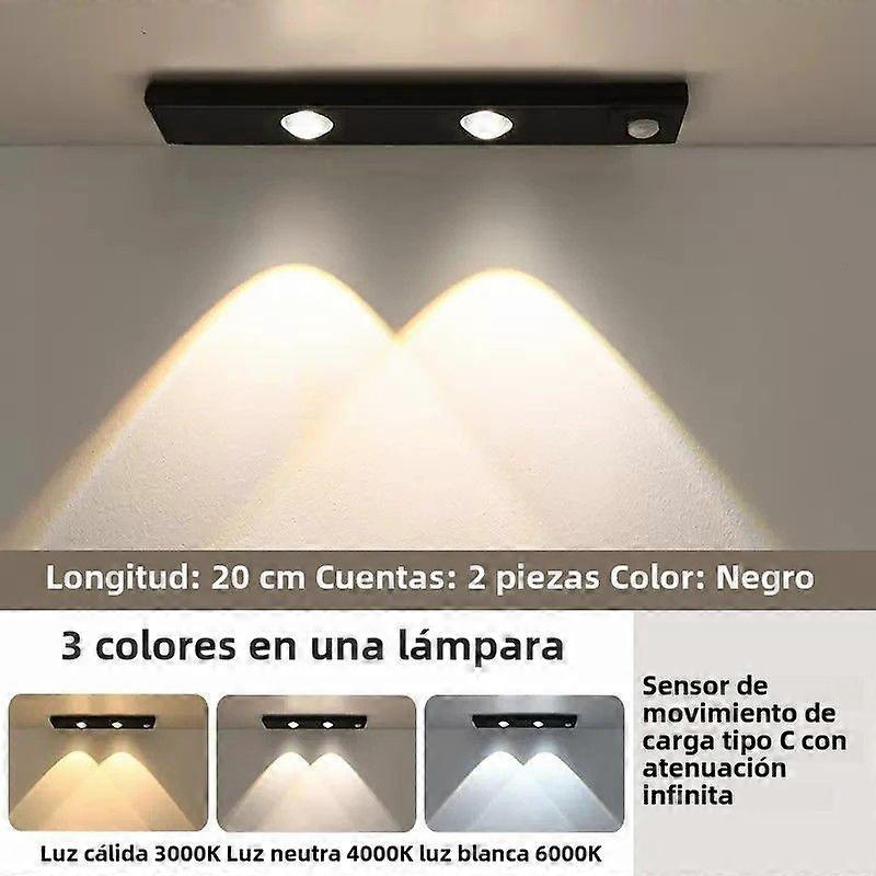 USB Rechargeable White/Black LED Light with Motion Sensor for Closet and Kitchen Lighting Sizes 20CM/30CM/40CM/50CM