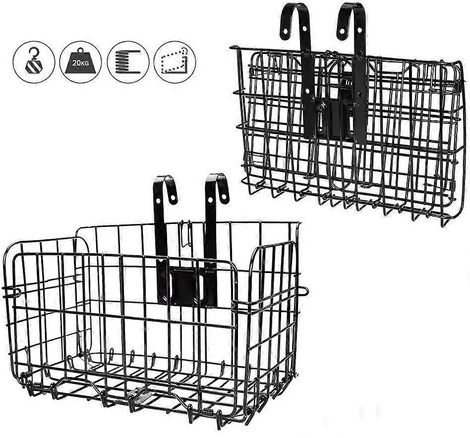 Folding Rear Bike Basket Wire Mesh Detachable Front Bag for Easy Rear Hanging, Lightweight and Compact Design