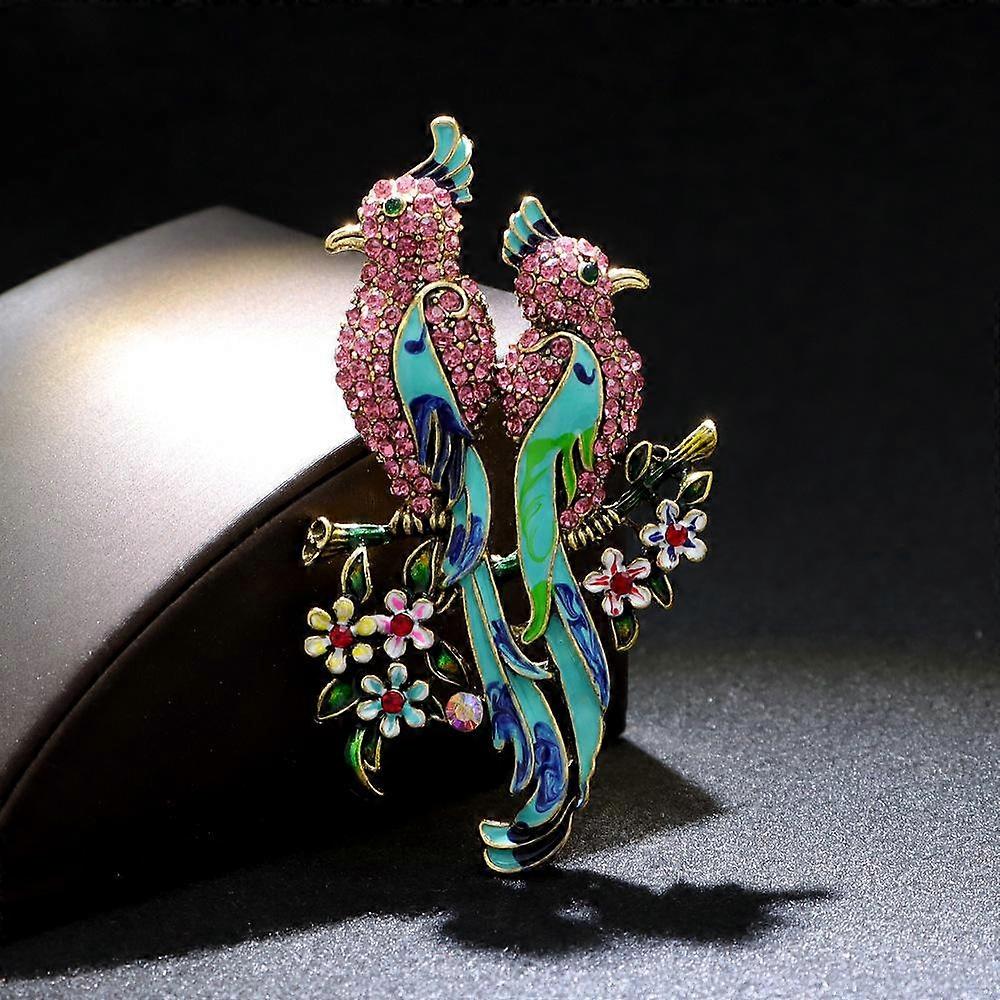 Diamond Enamel Bird Brooch Phoenix Peacock Pin Winter Clothing Versatile Corsage Elegant Temperament Matching
