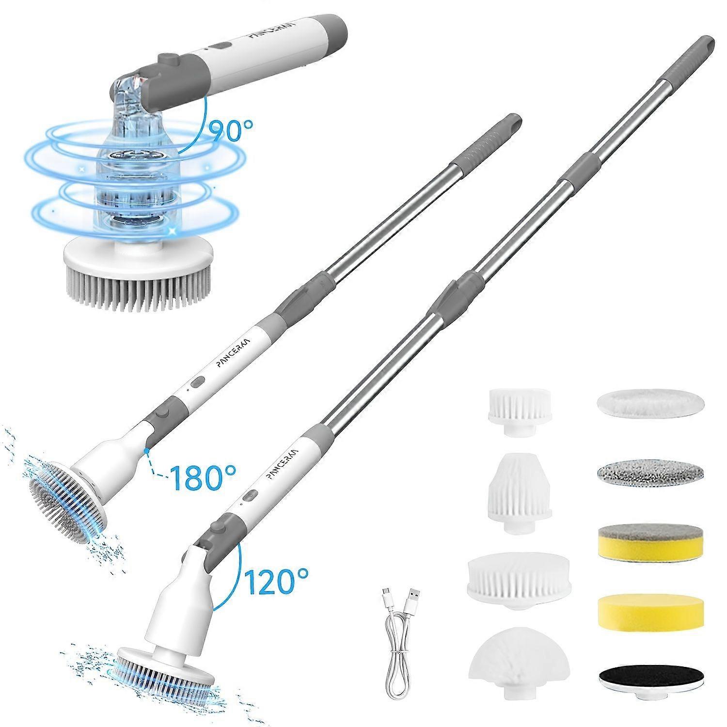 PANCERKA Cordless Electric Cleaning Brush with 8 Replacement Brush Heads, Rotating Brush for Efficient Cleaning
