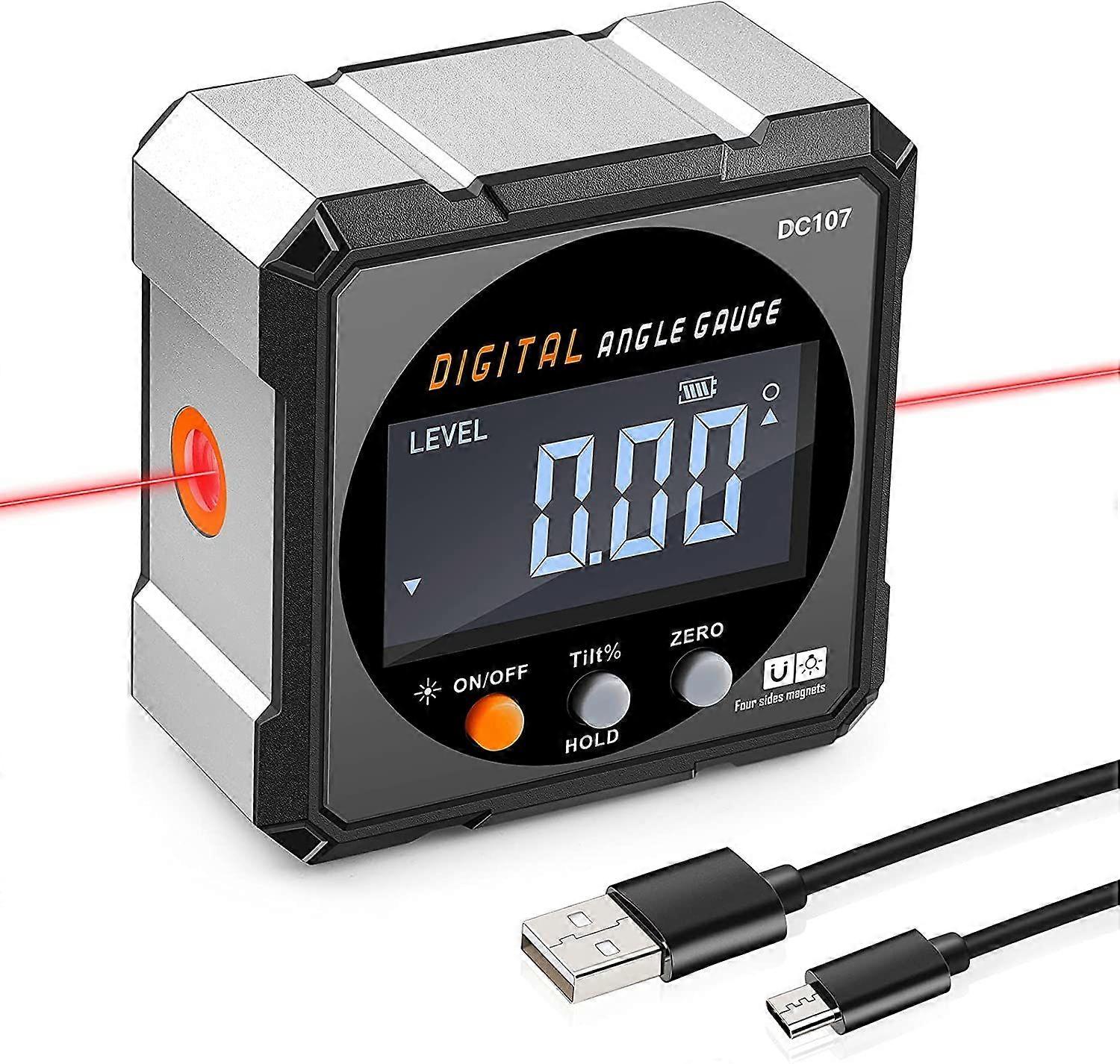 Digital Angle Finder,2 in 1 Laser Angle Gauge Level Box with Magnetic Base for Angle Seting on Miter Saw,Table Saw,Drill Presses