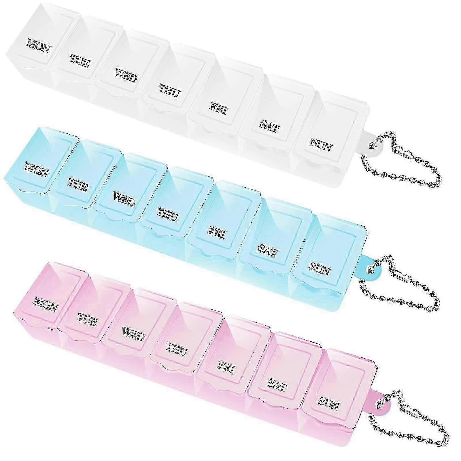 Weekly AM PM Pill Case 3 Pack Tablet Box with Reminder