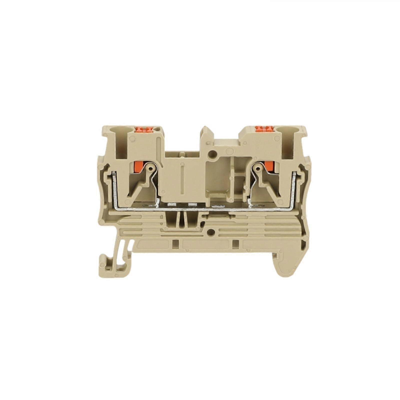 100PCS PT2.5 Pushin Termin Spring Cable Screwless Electrical 2.5mm NS35 DIN Rail Terminal Block PT 2.5(Beige)