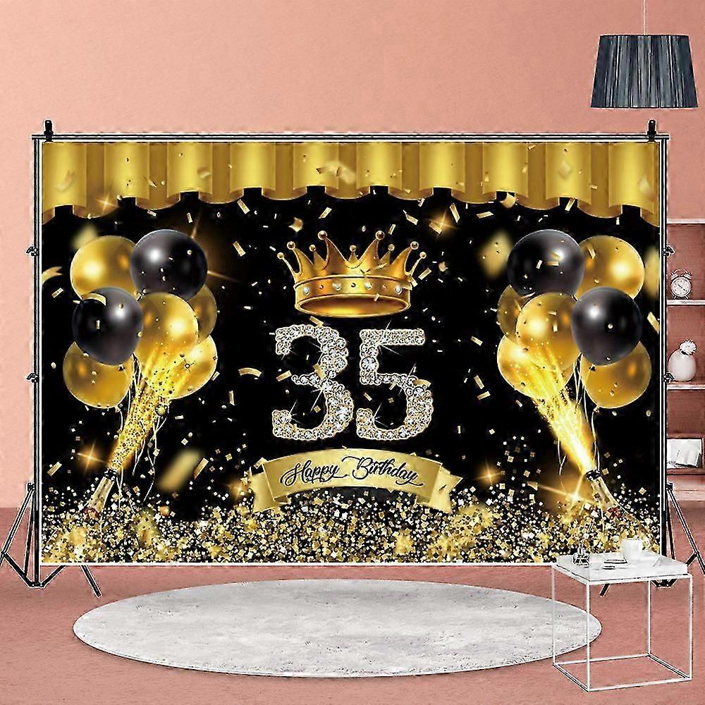 Birthday Background Banner 50th Birthday Backdrop 180 * 121cm Large Black Gold Sign Fabric Birthday Photo Booth Backdrop for Birthday Party Decoration