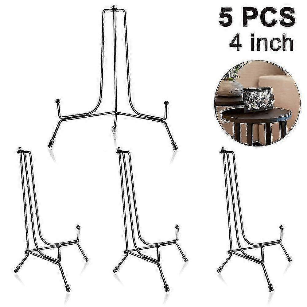 5 Photo Holder Stand - JS Pack Iron Display Stand, Black Iron Easel Plate Display