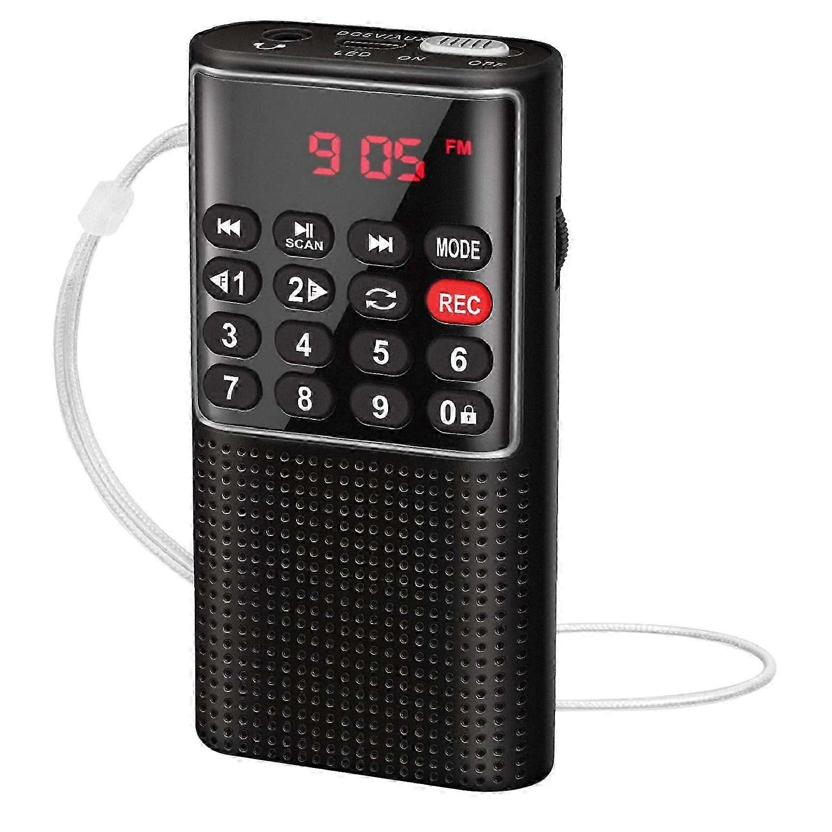 Pocket FM Walkman Radio Portable Battery Radio with Recorder, Lock Key, SD , Rechargeable Sound Rec