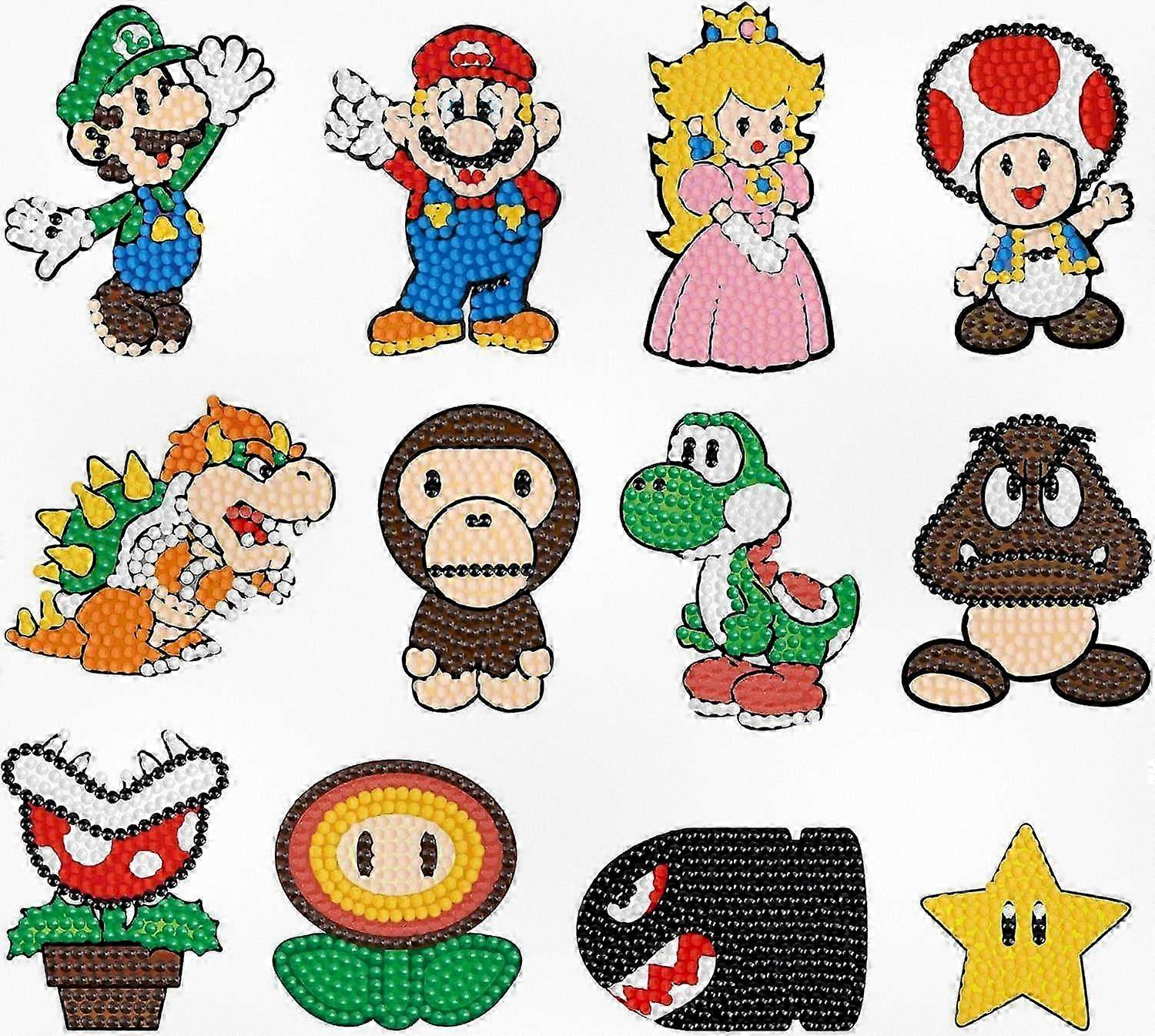 12Pcs 5D Diamond Stickers Kits for DIY Handmade Painting with Numbers, Artwork Crafts Featuring Characters Similar to Certain Brand