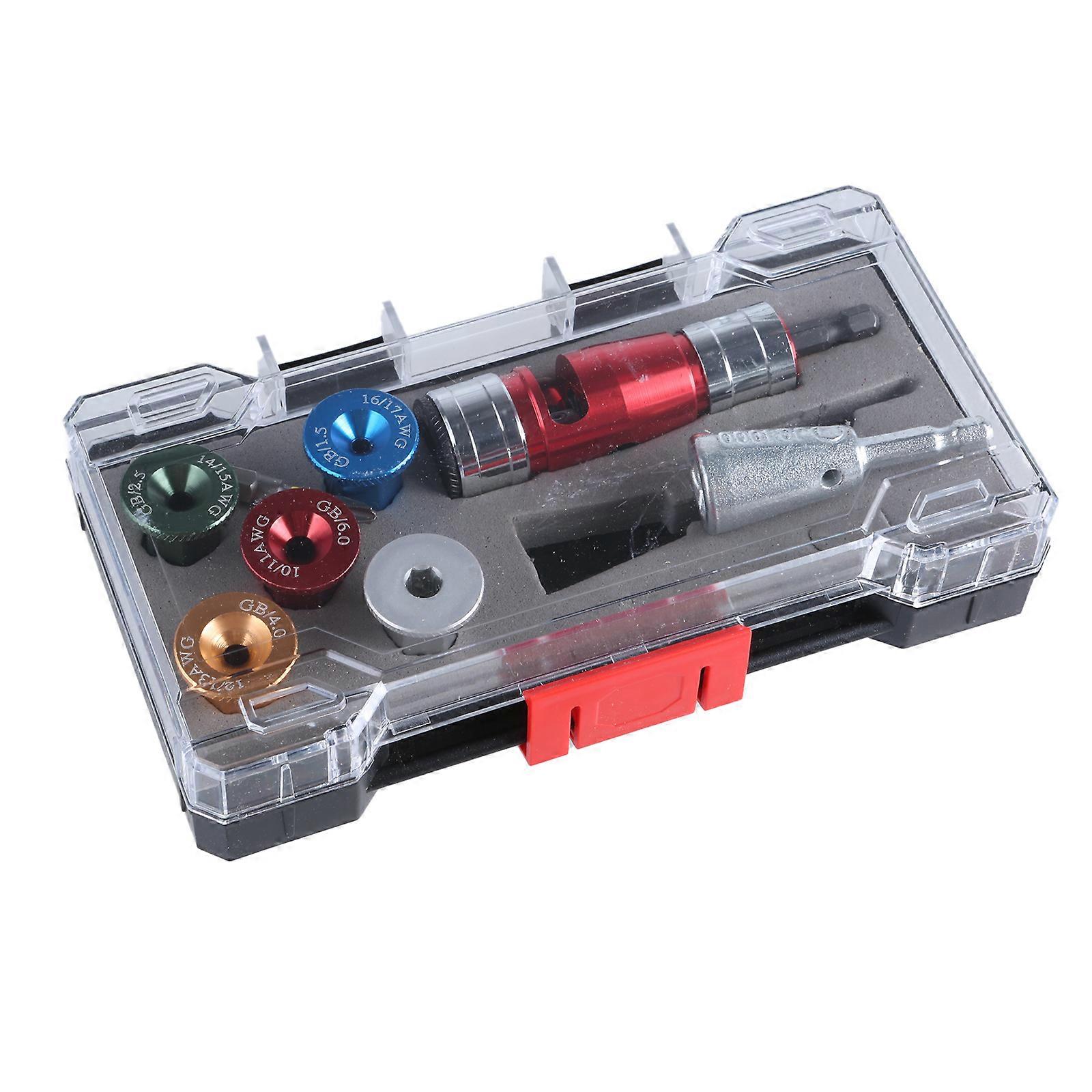 Easy To Use Drill Operated Wire Stripper, Professional Grade Aluminum Alloy Cable Stripping Tool With Precisions Control Multicolor
