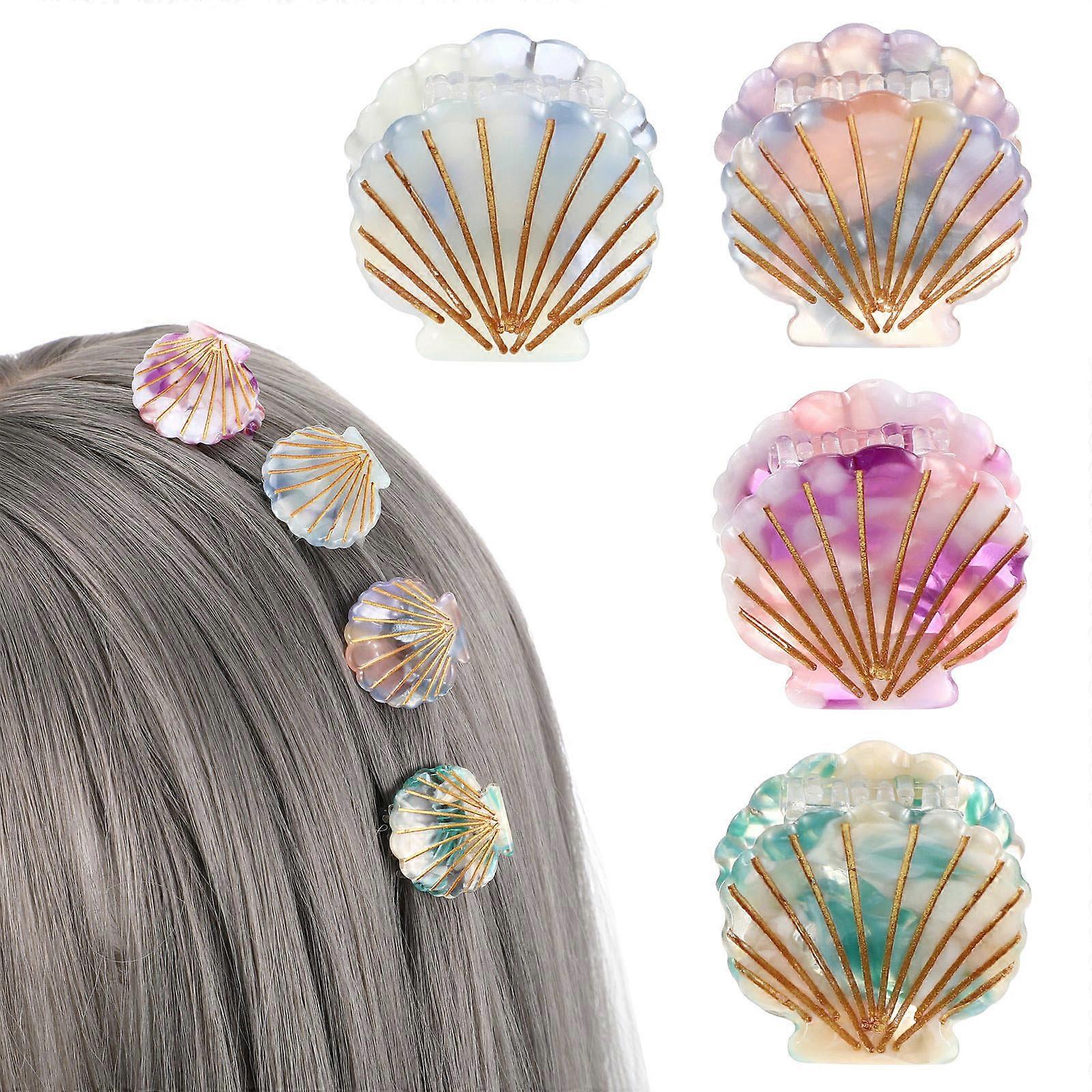 4pcs Stylish Shell Hair Clips for Claw Clips – Secure Grip Accessories for Thin to Thick Hair, Retro Design
