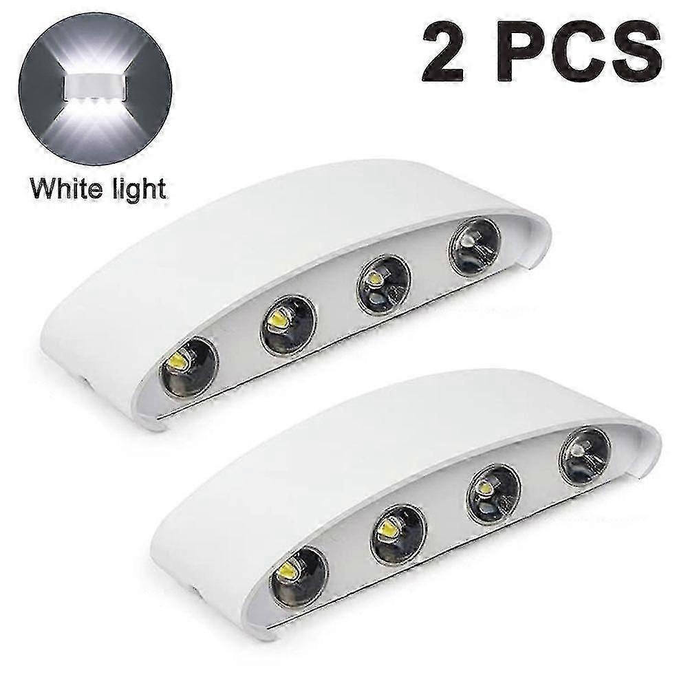 2 Pcs Modern Outdoor Waterproof Wall Lampwhite Led Wall Sconce8w8