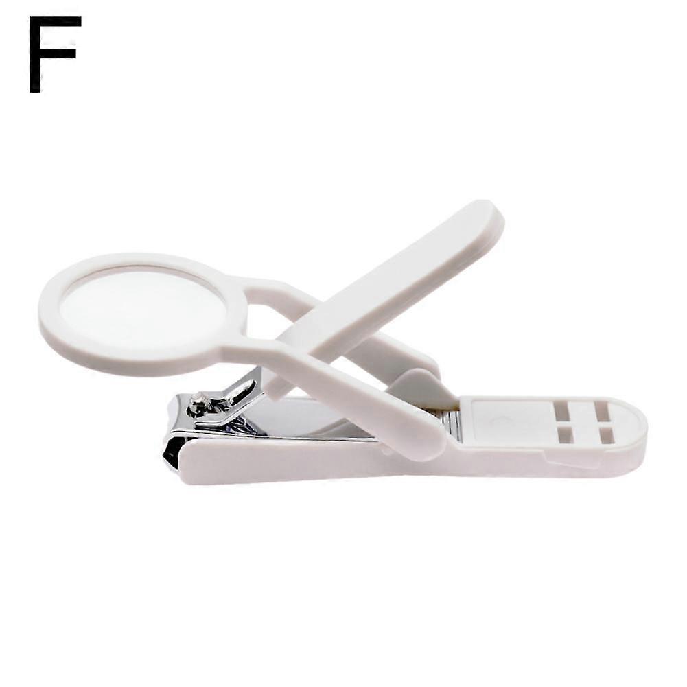 White (F) $Magnifying glass anti-splash nail clippers for the elderly and children, practical and portable