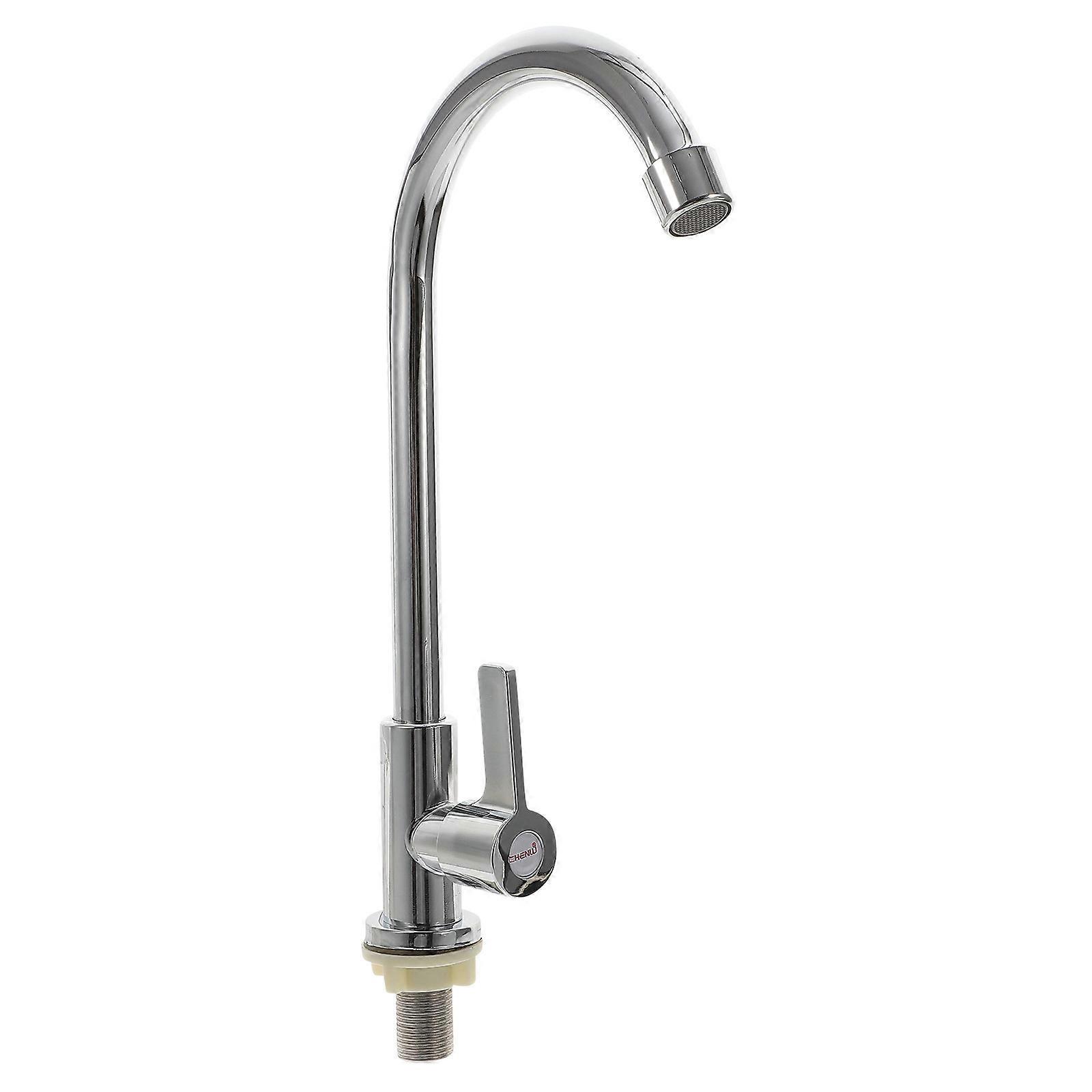 Vertical Type Water Tap Silver for Bathroom Use Easy-Install Operate Faucet
