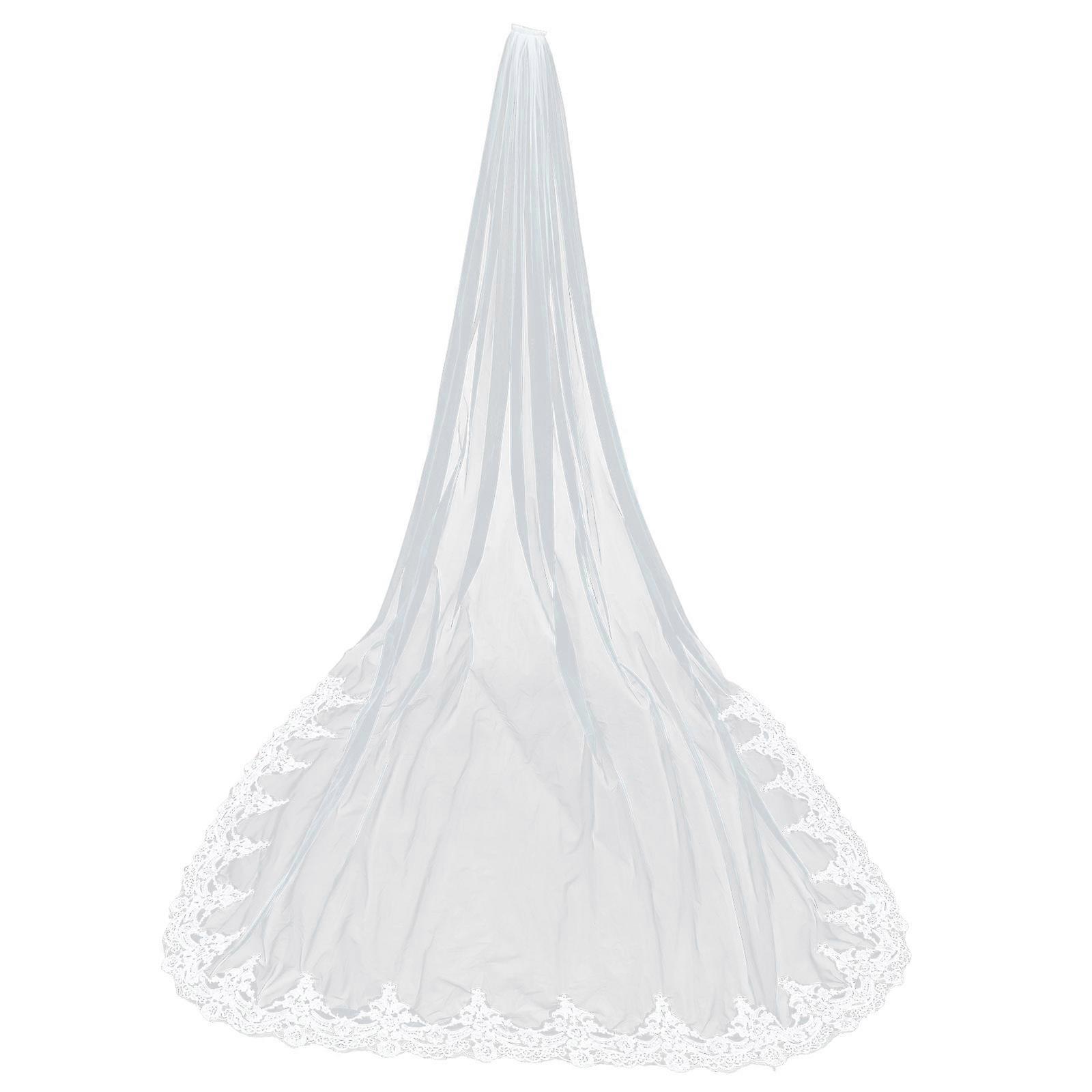 Grasiøs brudeslør som kombinerer blonder og mesh for skjønnhet