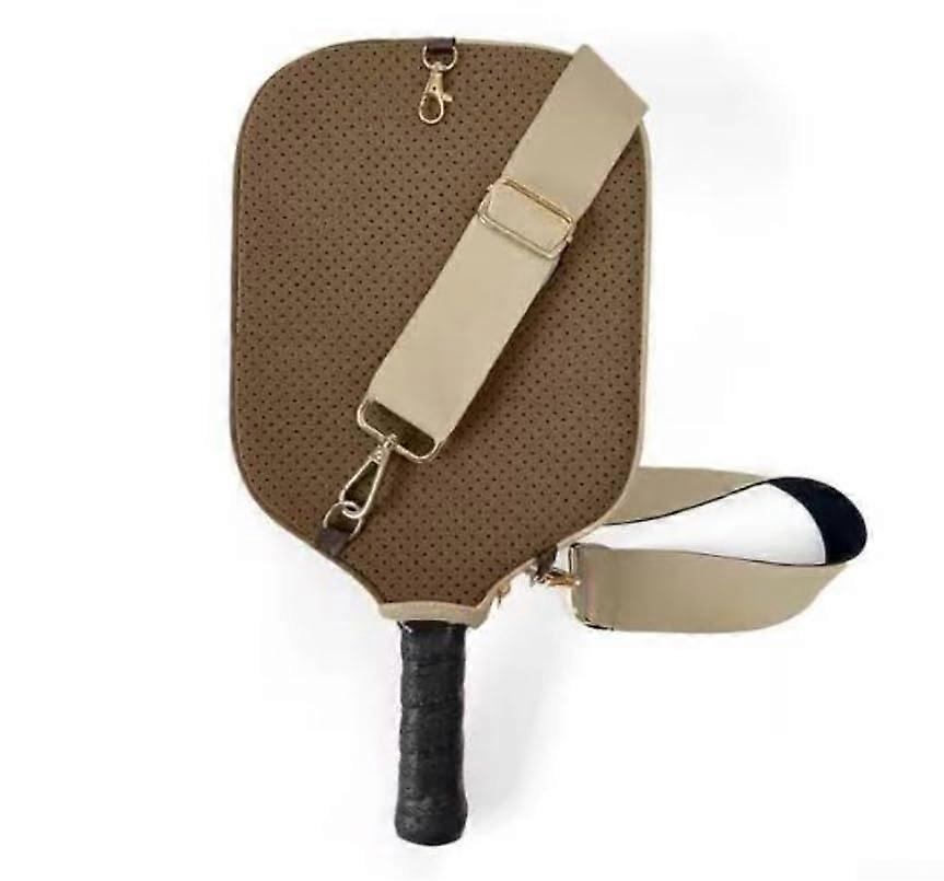 Functional neoprene paddle cover with carrying strap, keeps your pickleball equipment Taupe / Brown