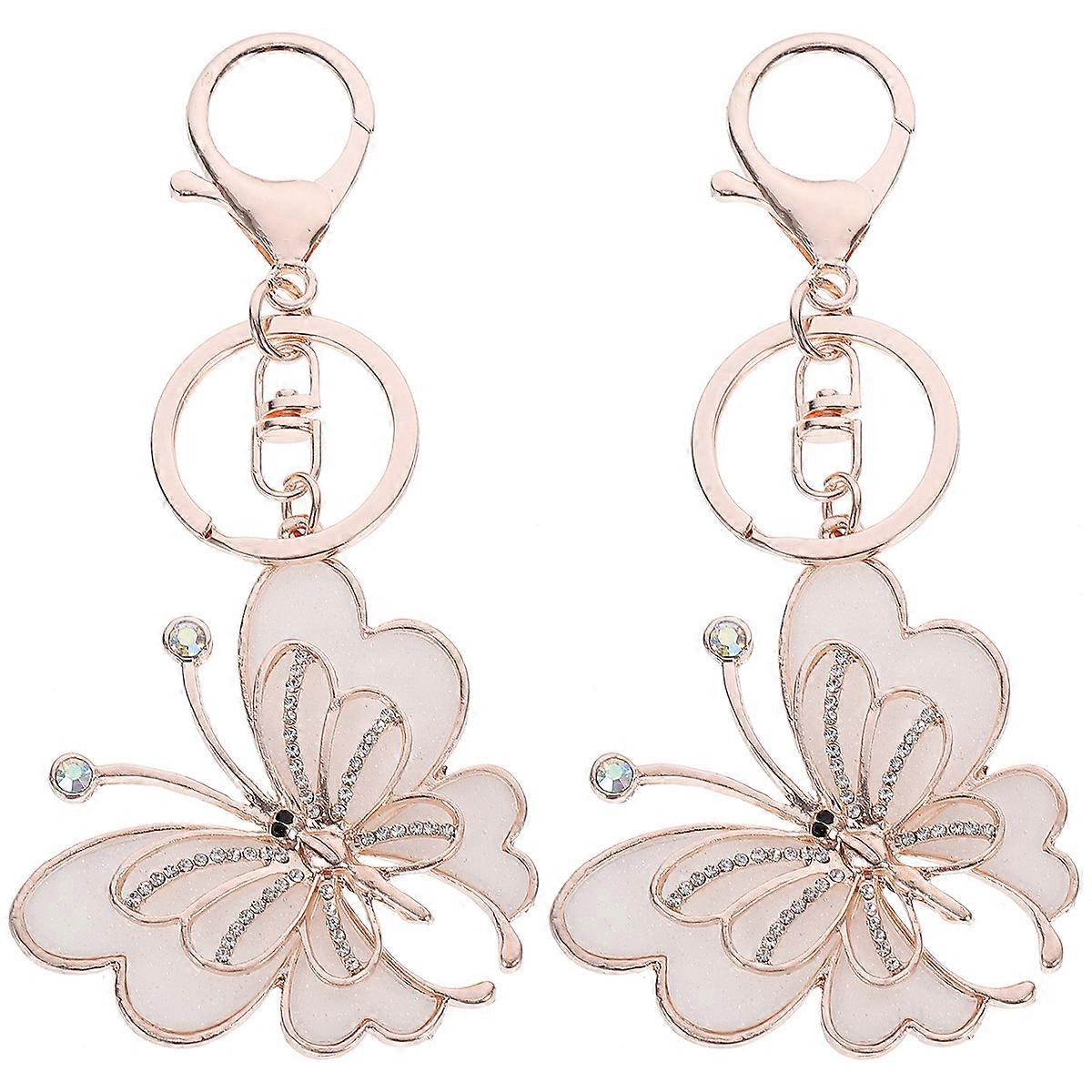 Butterflies Key Chains 2Pcs Assorted Color with Tight Buckle Security Feature Alloy for Decor Use