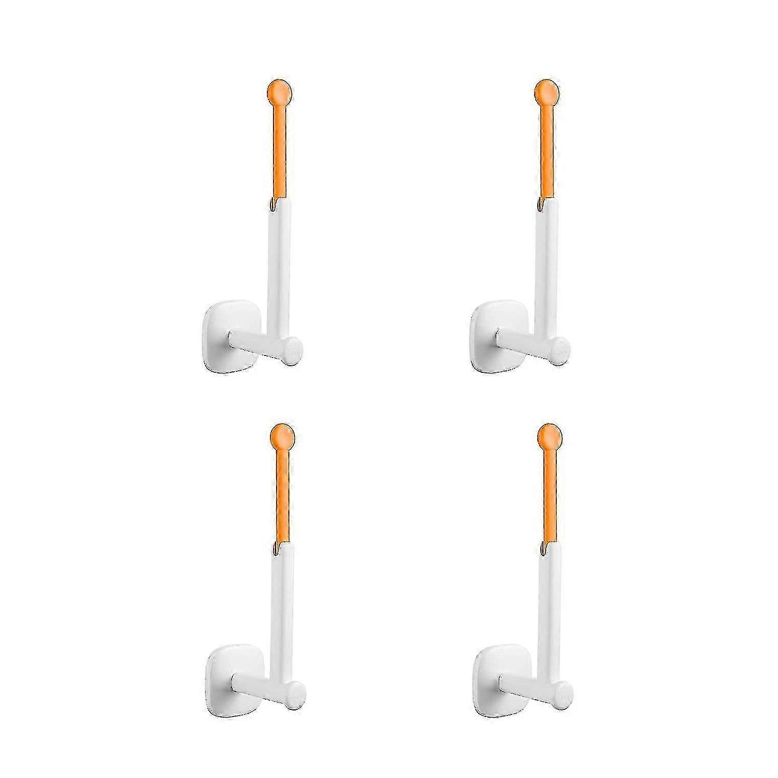 Multifunctional 4pcs Rotatable Adhesive Wall Hooks in Orange Color for Various Uses